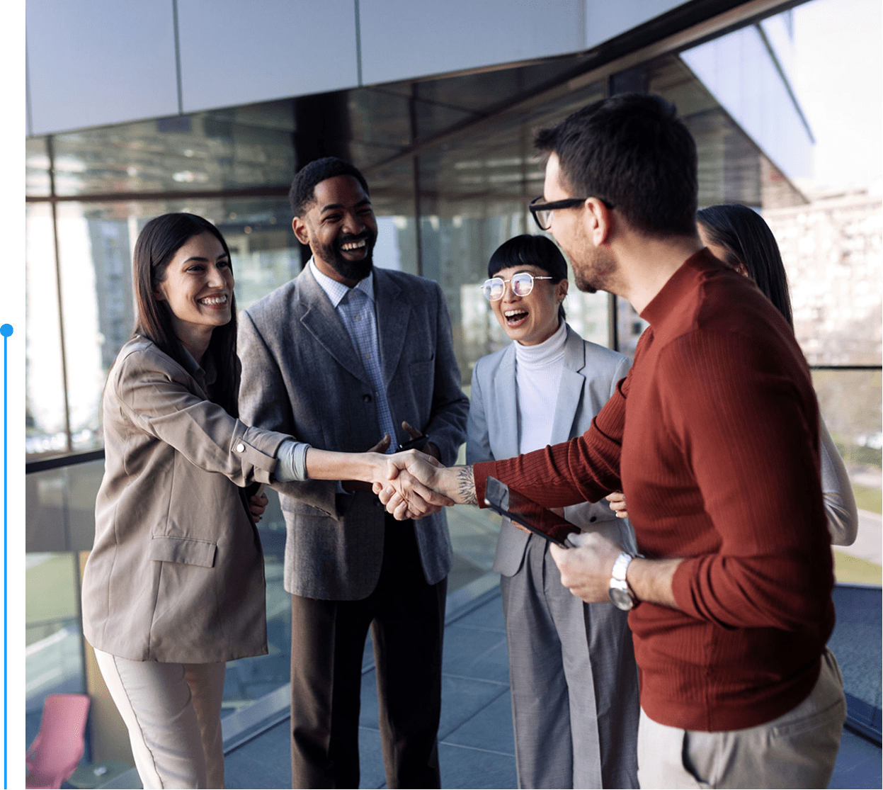 Professional handshake in corporate setting